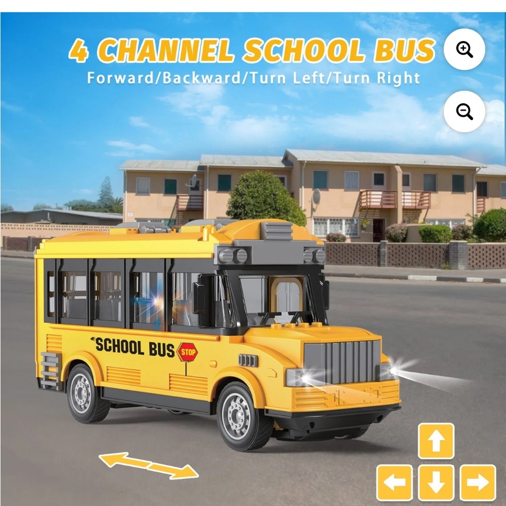 Interactive Yellow School Bus Toy with 4-Channel Control